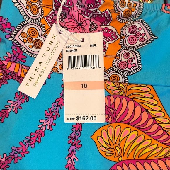 Trina Turk Meilani Lace Up Bandeau One-Piece Swimsuit NWT Size 10. - Picture 11 of 12